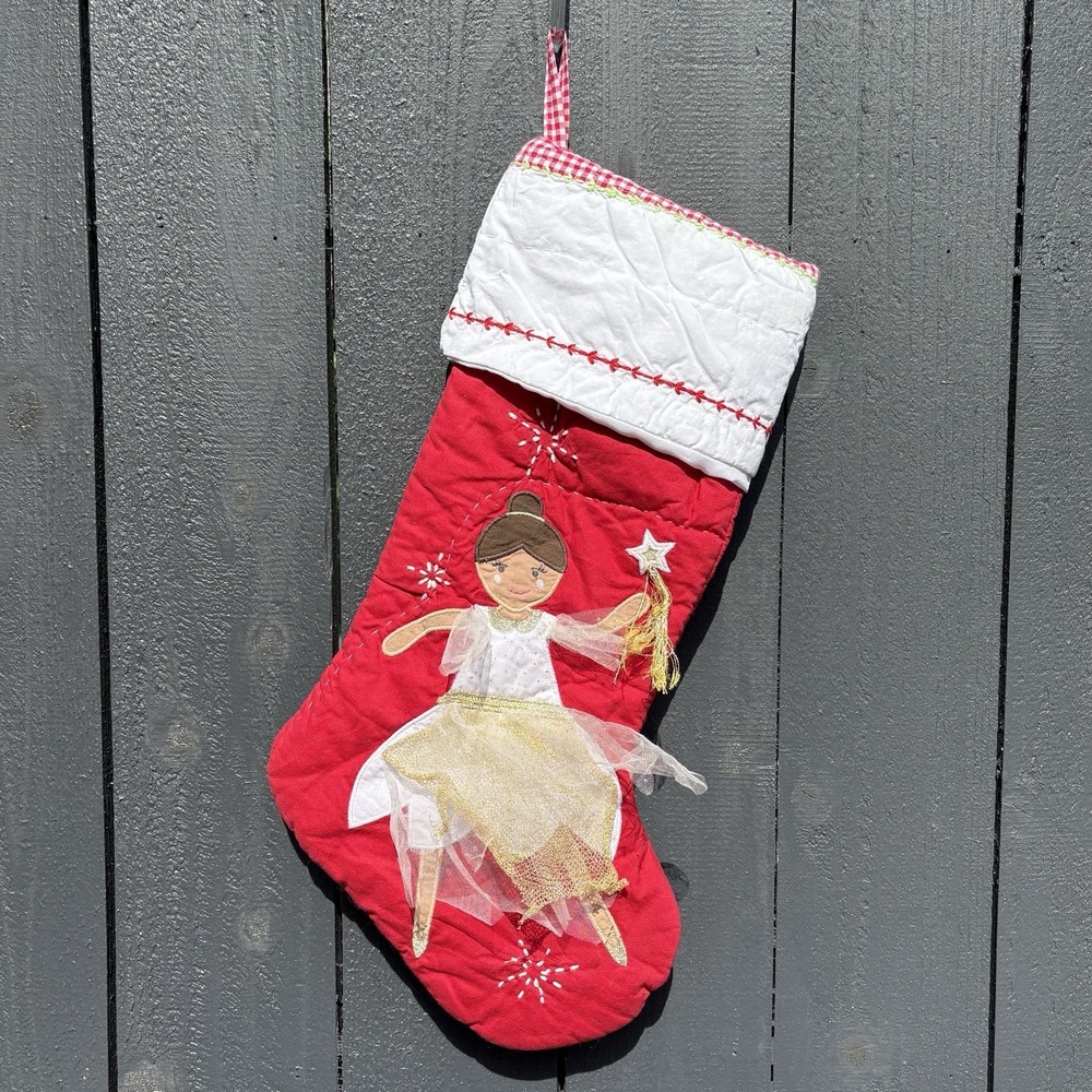 Pottery Barn Ballerina Fairy Christmas Stocking Holiday Quilted Hook No Monogram